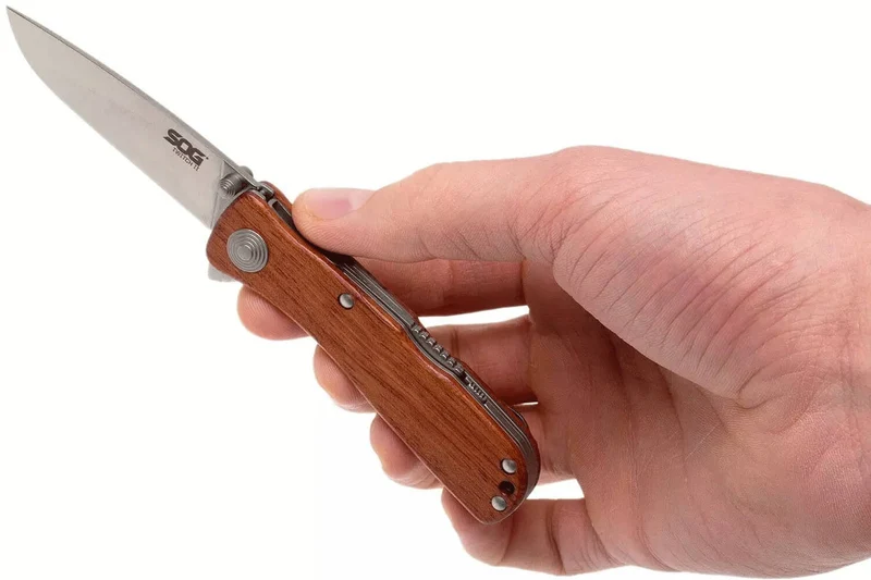 Couteau pliant SOG Twitch II SGTWI17 manche en bois naturel 9cm