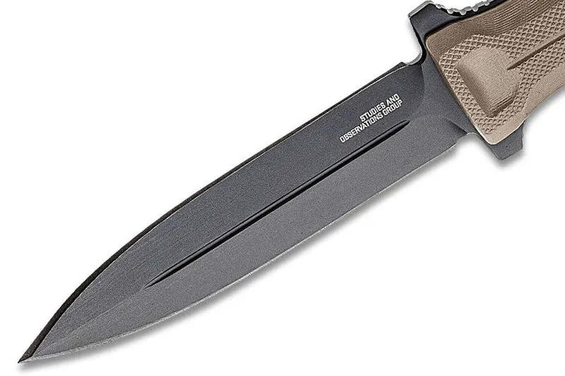 Couteau SOG Pentagon FX SGPENTFXFDE lame 7,6cm manche en G10 désert avec étui