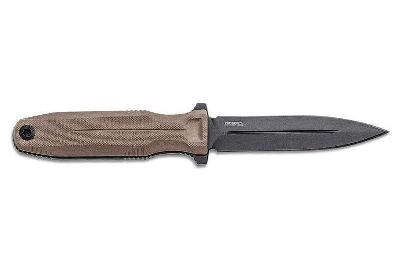 Couteau SOG Pentagon FX SGPENTFXFDE lame 7,6cm manche en G10 désert avec étui