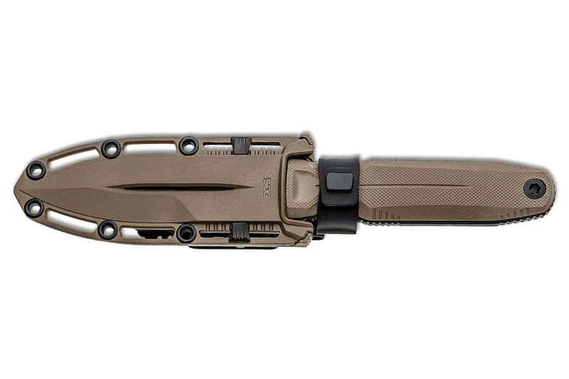 Couteau SOG Pentagon FX SGPENTFXFDE lame 7,6cm manche en G10 désert avec étui