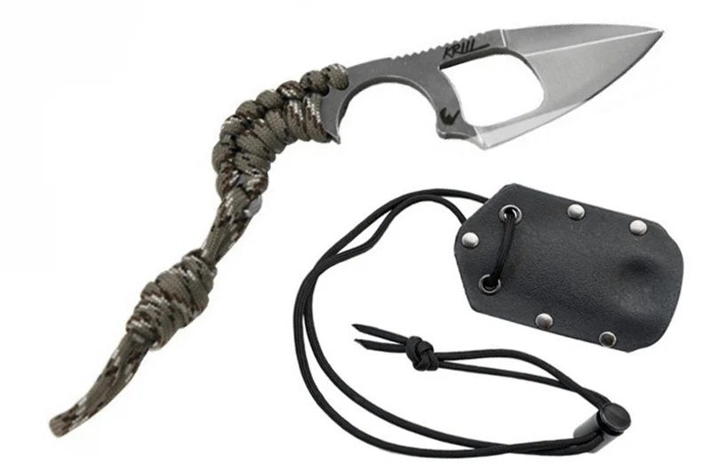 Couteau EDC Wildsteer Krill KR00111 lame 5cm manche paracorde Camouflage + étui Kydex