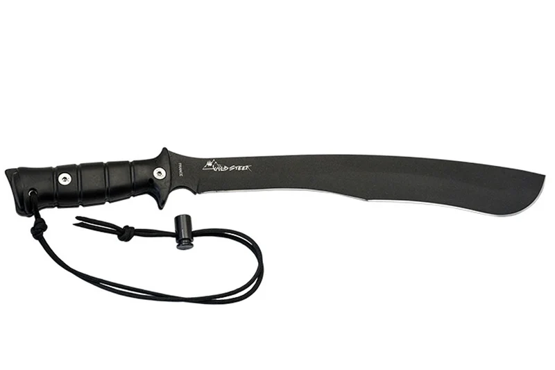 Machette kukri Wildsteer W Tiger WTIG3113N 45cm lame noire manche Kraton noir + étui en nylon