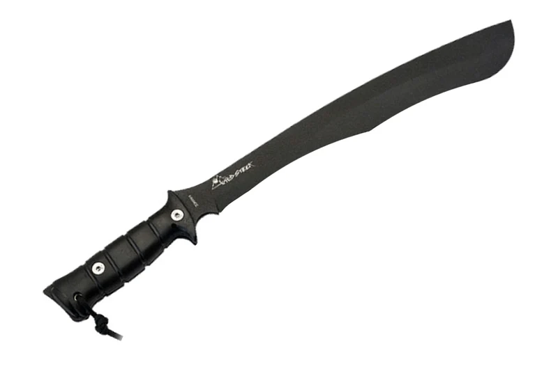 Machette kukri Wildsteer W Tiger WTIG3113N 45cm lame noire manche Kraton noir + étui en nylon