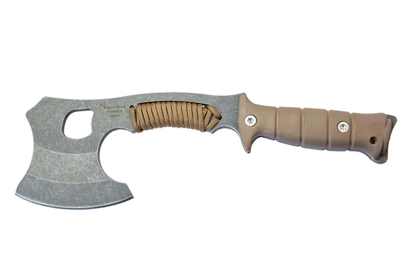 Hachette bushcraft Wildsteer Kobra KOB0115 30cm manche Paracorde/Tactiprène Coyote + étui Kydex