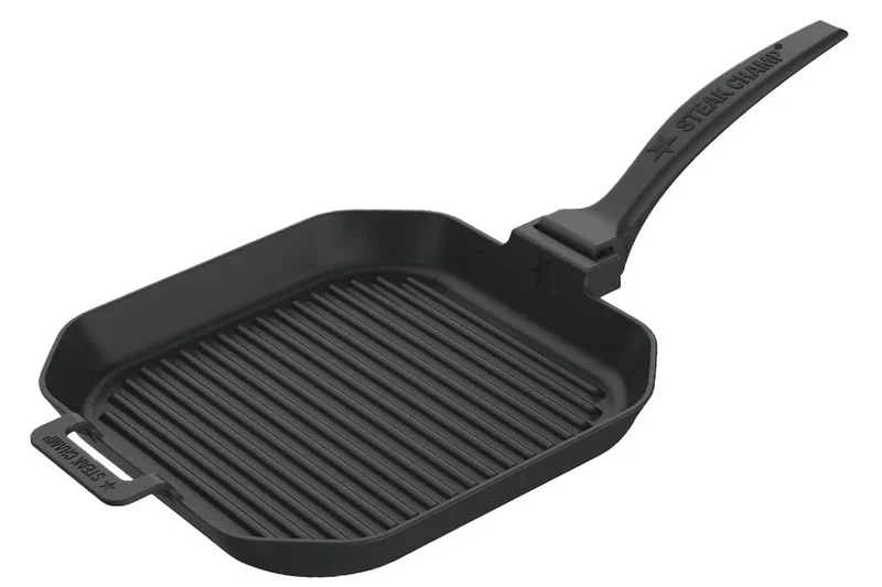 Poêle à griller Steak Champ en fonte 26x26x3,5cm