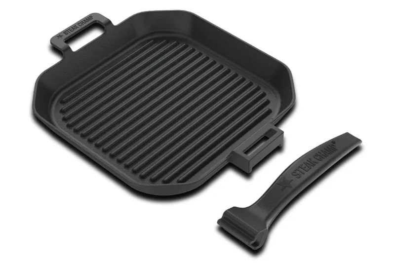 Poêle à griller Steak Champ en fonte 26x26x3,5cm