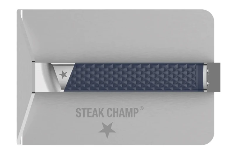 Presse pour barbecue et plancha Steak Champ en acier inoxydable 19x13x6,5cm