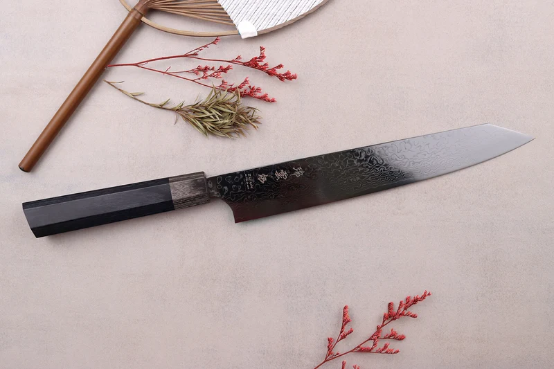 Couteau sujihiki kiritsuke japonais Kanetsugu Zuiun Kiwami revêtement DLC 24cm