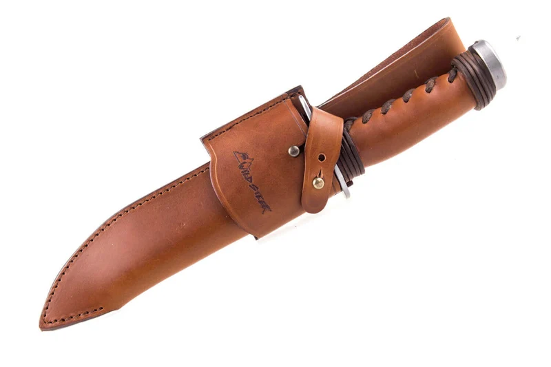 Couteau de chasse Wildsteer Kangal KAN0102 forgé lame tanto 17,5cm manche cuir + étui en cuir
