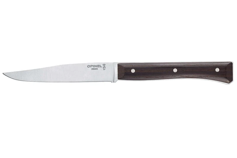 Coffret 4 couteaux de table Opinel Facette manche frêne sombre lame 11cm inox lisse
