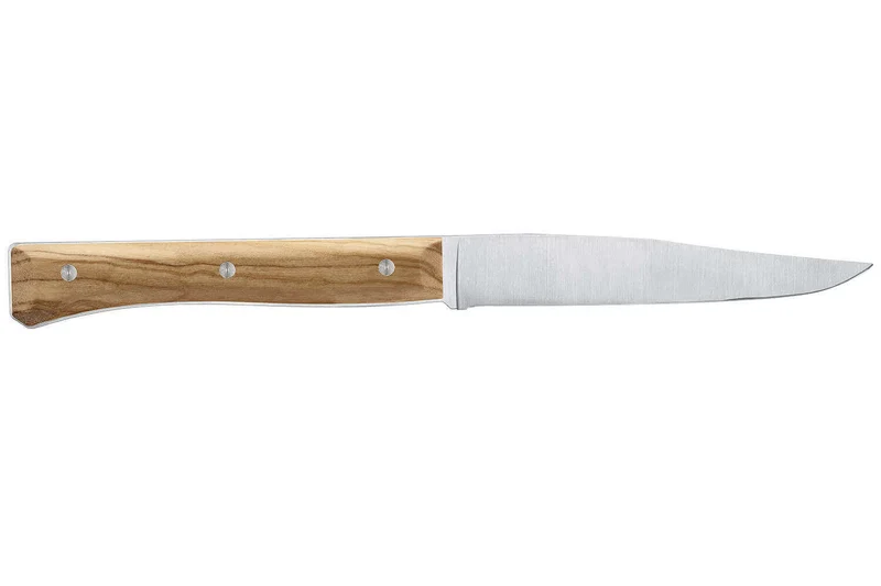 Coffret 4 couteaux de table Opinel Facette manche olivier lame 11cm inox lisse