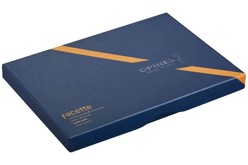 Coffret 4 couteaux de table Opinel Facette manche olivier lame 11cm inox lisse