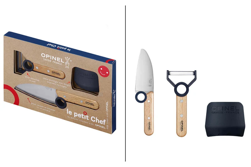 Coffret Opinel Le Petit Chef couteau + éplucheur + protège-doigts - Bleu