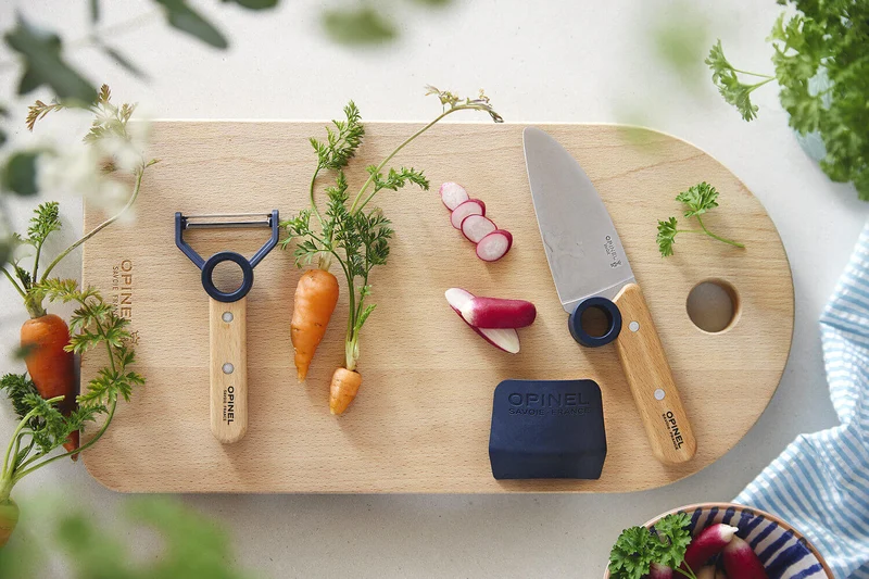 Coffret Opinel Le Petit Chef couteau + éplucheur + protège-doigts - Bleu
