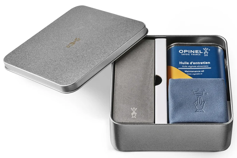 Kit d'entretien pour couteaux Opinel pierre + huile + chiffon microfibre