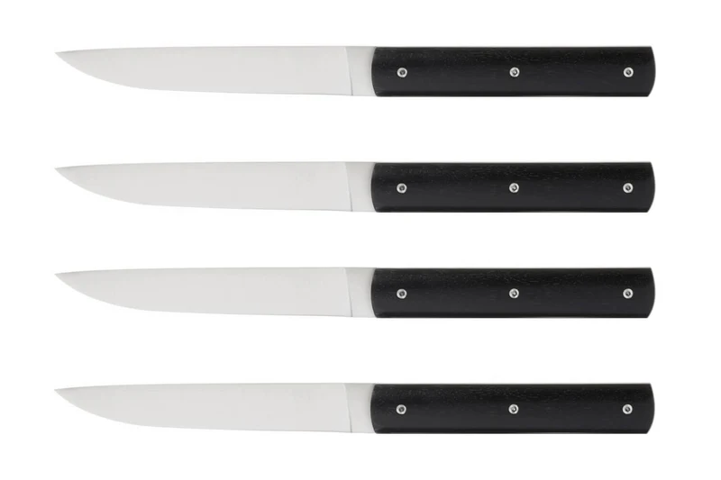 Coffret de 4 couteaux de table faits mains Perceval 888 noir