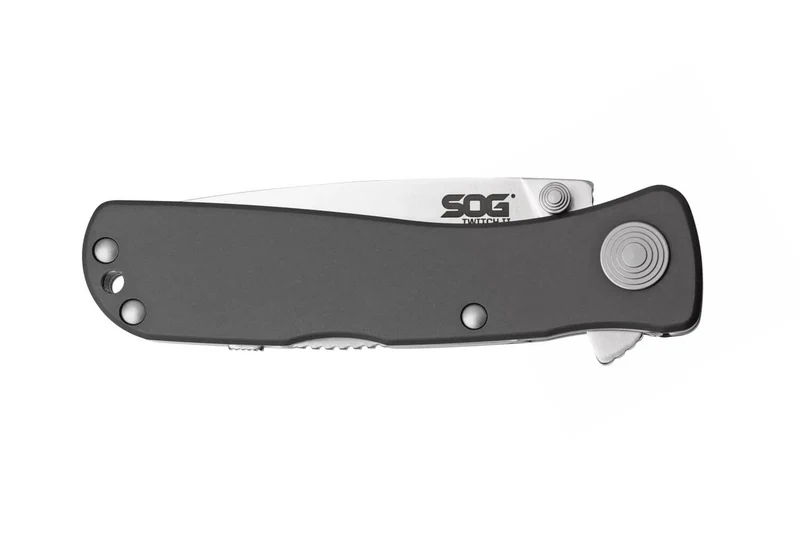 Couteau pliant SOG Twitch II SGTWI8 manche en aluminium gris 9cm avec clip de poche