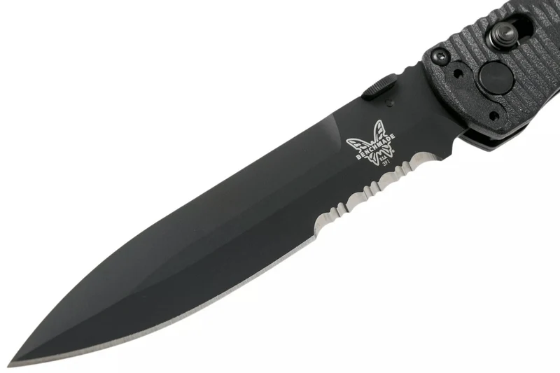 Couteau pliant Benchmade Socp Tactical Folder 391SBK lame dentelée manche fibre de carbone CF-Elite® 14cm pic brise-vitre