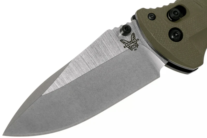 Couteau pliant Benchmade Turret Black 980SBK lame noire semi-dentée manche G10 vert olive 12cm