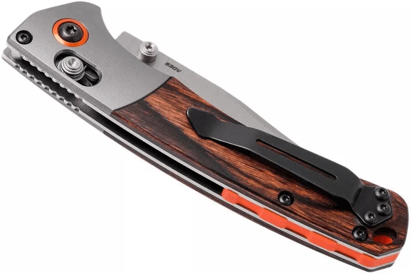 Couteau pliant Benchmade Mini Crooked River 15085-2 manche bois stabilisé 11cm