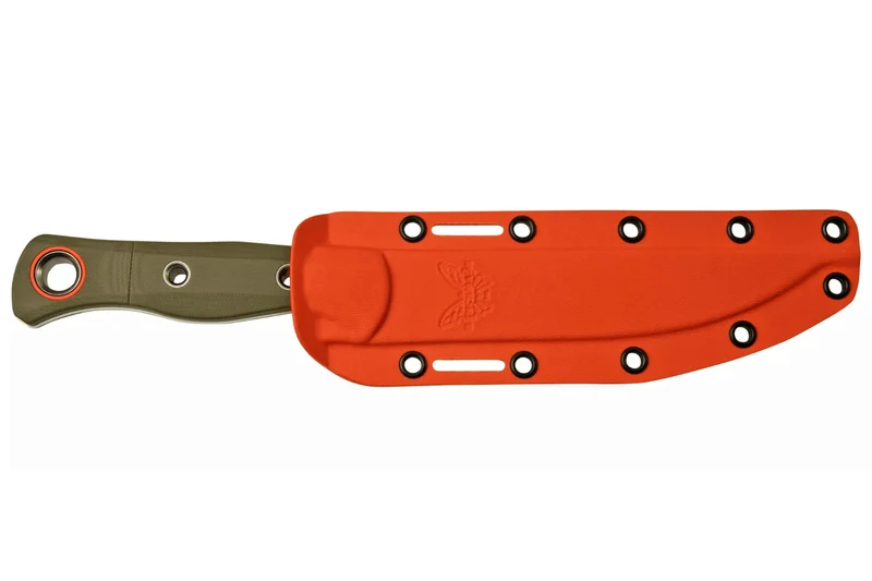 Couteau Benchmade Meatcrafter 15500-3 lame 15,4cm manche ajouré en G10 vert + étui boltaron