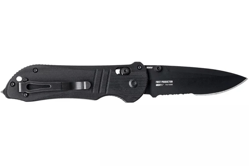 Couteau pliant Benchmade Tactical Triage 917SBK manche en G10 noir 12,4cm avec coupe ceinture