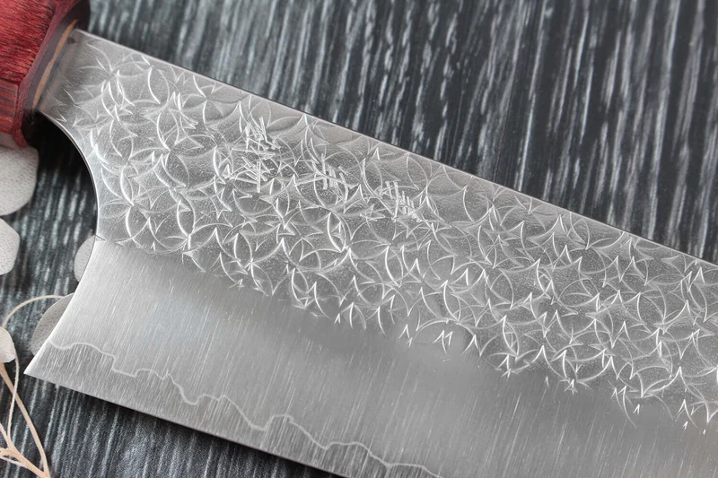 Couteau bunka japonais artisanal Yoshimi Kato Minamo SG2 Tsuchime 17cm