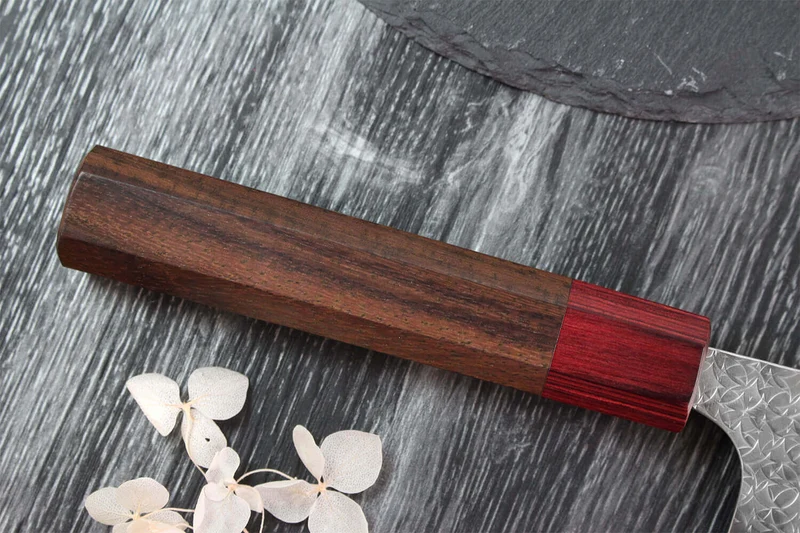 Couteau nakiri japonais artisanal Yoshimi Kato Minamo SG2 Tsuchime 16cm