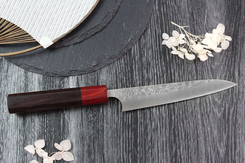 Couteau universel japonais artisanal Yoshimi Kato Minamo SG2 Tsuchime 14cm