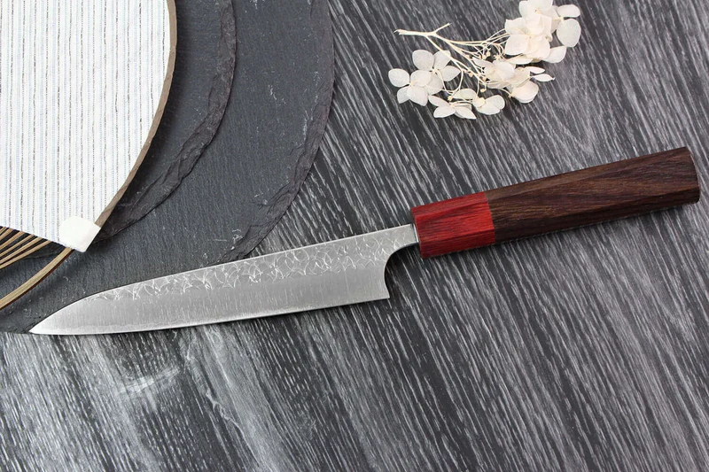 Couteau universel japonais artisanal Yoshimi Kato Minamo SG2 Tsuchime 14cm