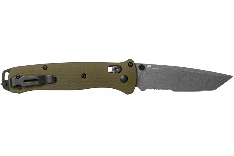 Couteau pliant Benchmade Bailout 537SGY-1 lame semi-dentée manche aluminium anodisé vert 11cm avec brise-vitre