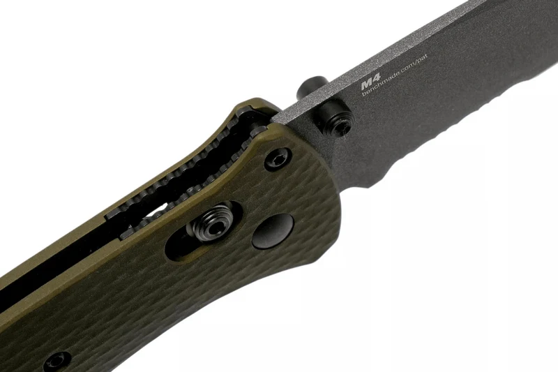 Couteau pliant Benchmade Bailout 537SGY-1 lame semi-dentée manche aluminium anodisé vert 11cm avec brise-vitre