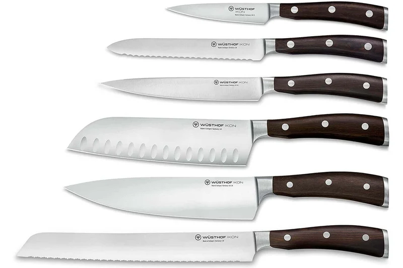 Bloc couteaux Wüsthof Ikon en frêne - 6 couteaux forgés