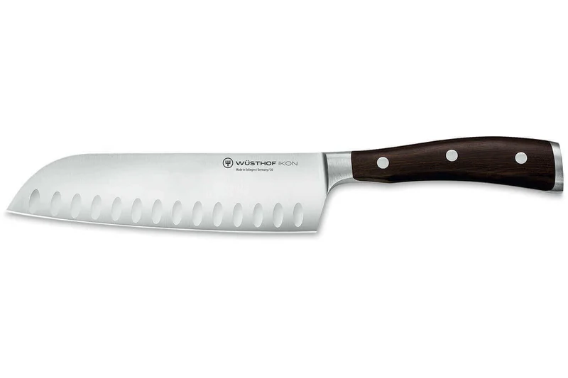Couteau santoku Wüsthof Ikon forgé 17cm alvéolé en bois de grenadille