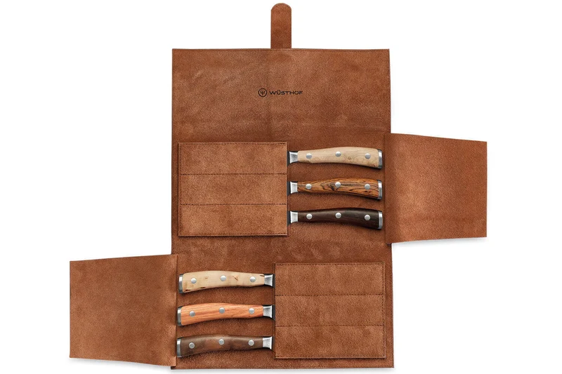 Coffret 6 couteaux à steak Wüsthof Ikon forgés 12cm avec pochette en cuir