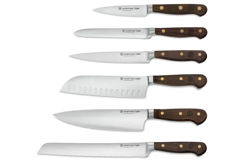 Bloc 6 couteaux forgés Wüsthof Crafter design en chêne, érable et hêtre