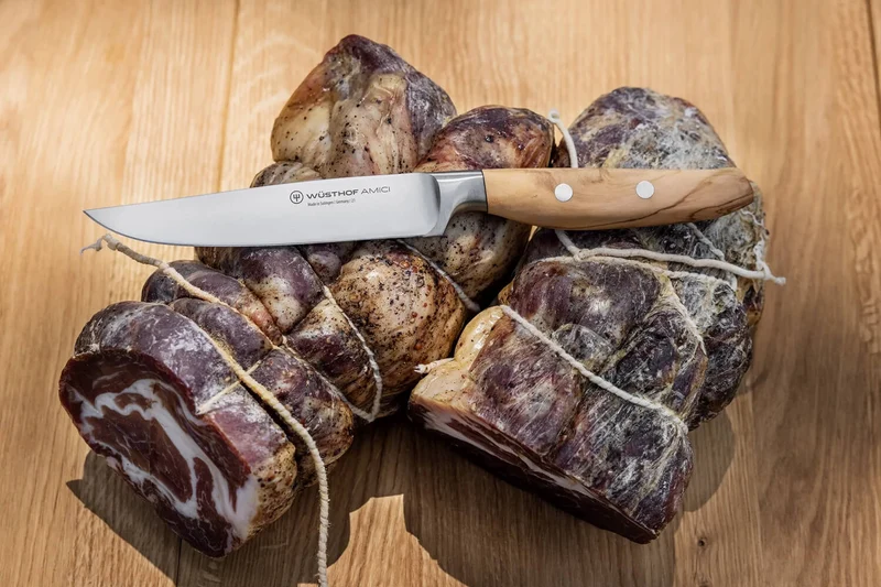 Coffret 4 couteaux à steak forgés Wüsthof Amici 12cm en bois d'olivier
