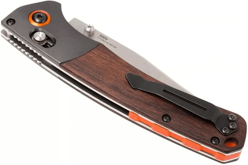 Couteau pliant Benchmade Crooked River 15080-2 manche bois 13,5cm