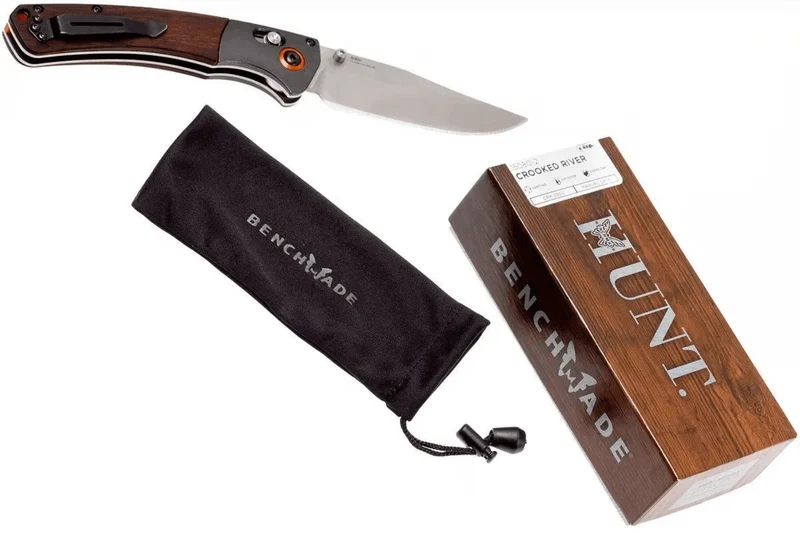 Couteau pliant Benchmade Crooked River 15080-2 manche bois 13,5cm