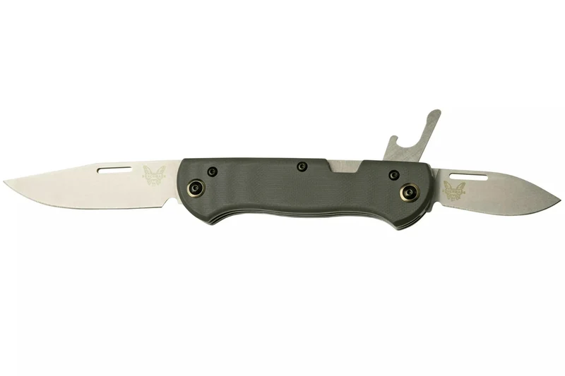 Couteau pliant multifonction Benchmade Weekender 317 double lame manche micarta/aluminium gris 9cm avec décapsuleur