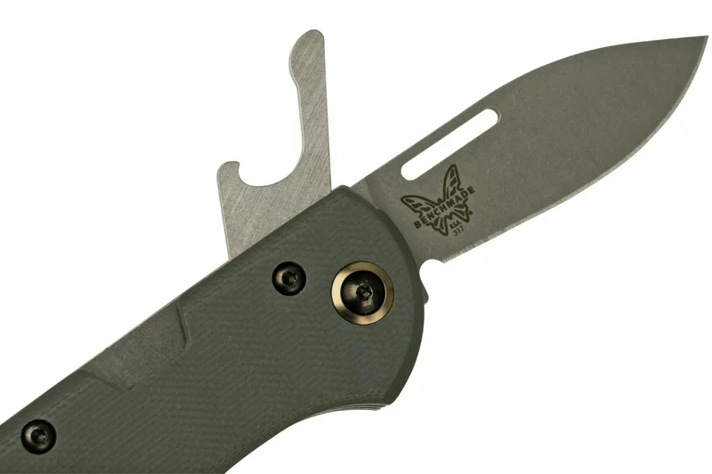 Couteau pliant multifonction Benchmade Weekender 317 double lame manche micarta/aluminium gris 9cm avec décapsuleur