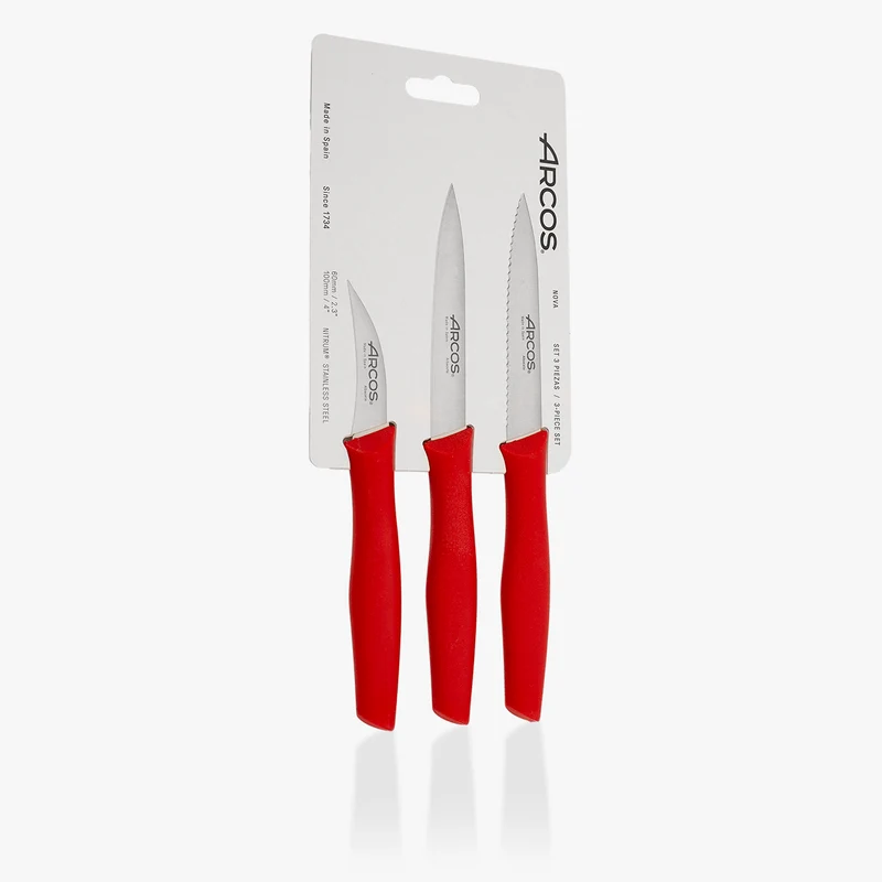 Juego de 3 cuchillos Mondadores color Rojo Serie Nova