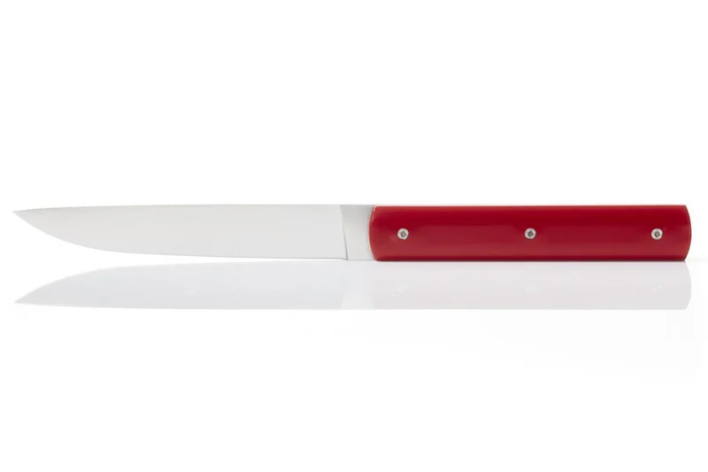 Coffret de 6 couteaux de table faits mains Perceval 888 rouge
