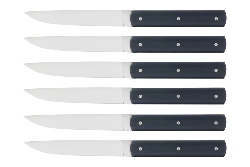 Coffret de 6 couteaux de table faits mains Perceval 888 gris anthracite