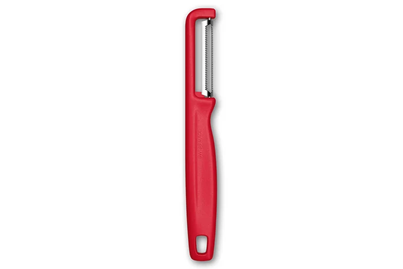 Eplucheur Victorinox Iota à lame dentée et manche rouge