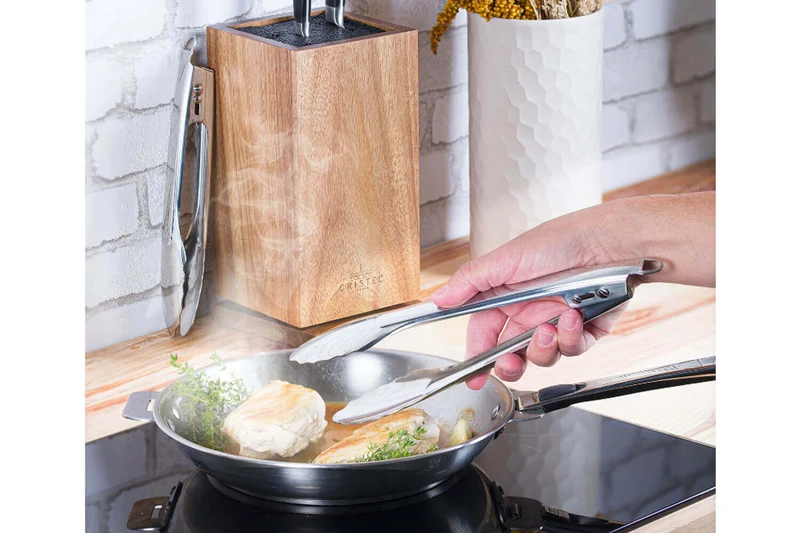 Poêle grill Cristel Castel'Pro inox + pince de service inox offerte - Exclusivité