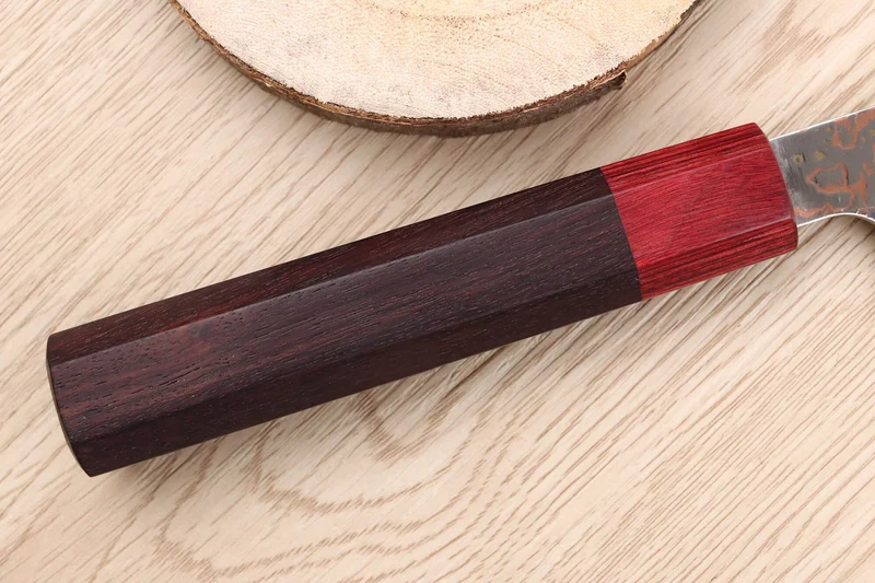 Couteau sujihiki 24cm japonais artisanal Takeshi Saji VG10 Rainbow
