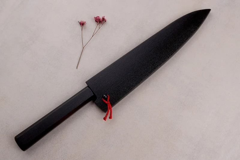 Couteau de chef japonais artisanal Kagekiyo Yoshikazu Tanaka Damas Aogami 21cm + Saya