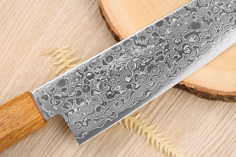 Couteau santoku japonais artisanal Yoshihiro ZAD lame damassée 18cm