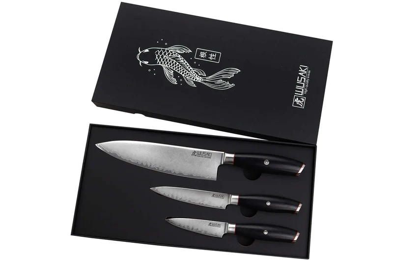 Coffret 3 couteaux Wusaki Fujiko Black 10CR Chef + Office + Universel